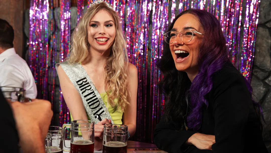 Guests celebrating at a Seattle murder mystery party